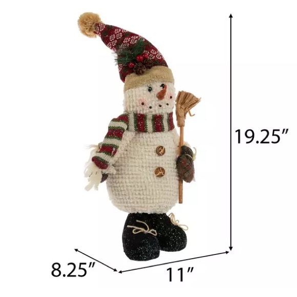 NWT- 19” Standing Snowman ⛄️ Holiday Greeter Decoration Holding Broom 🧹 Adj.Hat - Picture 17 of 17
